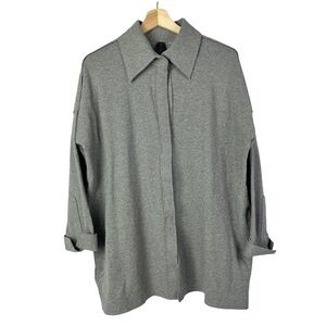 Norma Kamali Gray Thick Cotton Knit Long Sleeve Trench Coat S